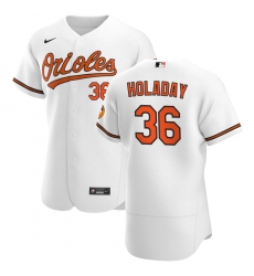 Men Baltimore Orioles 36 Bryan Holaday Men Nike White Home 2020 Flex Base Player MLB Jersey