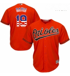 Mens Majestic Baltimore Orioles 19 Chris Davis Replica Orange USA Flag Fashion MLB Jersey