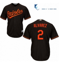 Mens Majestic Baltimore Orioles 2 Pedro Alvarez Replica Black Alternate Cool Base MLB Jersey 