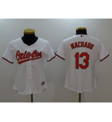 Women Baltimore Orioles 13 Manny Machado White Cool Base Stitched Jerse