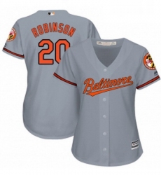 Womens Majestic Baltimore Orioles 20 Frank Robinson Replica Grey Road Cool Base MLB Jersey