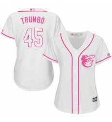 Womens Majestic Baltimore Orioles 45 Mark Trumbo Authentic White Fashion Cool Base MLB Jersey