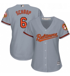 Womens Majestic Baltimore Orioles 6 Jonathan Schoop Authentic Grey Road Cool Base MLB Jersey