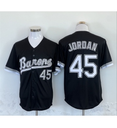 Men Birmingham Barons 45 Michael Jordan Black Throwback Stitched Baseball Jersey