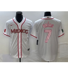 Men Mexico Baseball 7 Julio Urias 2023 White World Baseball With Patch Classic Stitched Jersey 14