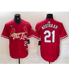 Men St  Louis Cardinals 21 Lars Nootbaar Red 2024 City Connect Stitched Baseball Jersey 1