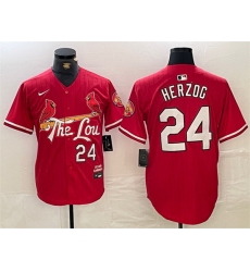 Men St  Louis Cardinals 24 Whitey Herzog Red 2024 City Connect Limited Stitched Baseball Jersey