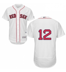 Mens Majestic Boston Red Sox 12 Brock Holt White Home Flex Base Authentic Collection MLB Jersey