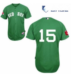 Mens Majestic Boston Red Sox 15 Dustin Pedroia Replica Green Cool Base MLB Jersey