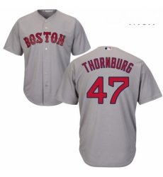 Mens Majestic Boston Red Sox 47 Tyler Thornburg Replica Grey Road Cool Base MLB Jersey