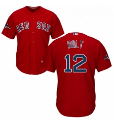 Youth Majestic Boston Red Sox 12 Brock Holt Authentic Red Alternate Home Cool Base 2018 World Series Champions MLB Jersey