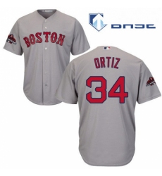 Youth Majestic Boston Red Sox 34 David Ortiz Authentic Grey Road Cool Base 2018 World Series Champions MLB Jersey