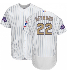 Mens Majestic Chicago Cubs 22 Jason Heyward Authentic White 2017 Gold Program Flex Base MLB Jersey