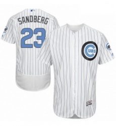 Mens Majestic Chicago Cubs 23 Ryne Sandberg Authentic White 2016 Fathers Day Fashion Flex Base MLB Jersey