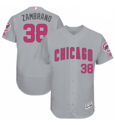 Mens Majestic Chicago Cubs 38 Carlos Zambrano Grey Mothers Day Flexbase Authentic Collection MLB Jersey