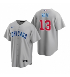 Mens Nike Chicago Cubs 13 David Bote Gray Road Stitched Baseball Jersey