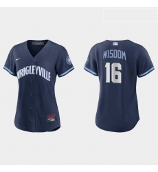 Chicago Cubs 16 Patrick Wisdom Women Nike 2021 City Connect Navy MLB Jersey