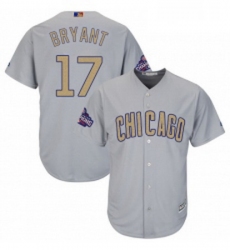 Womens Majestic Chicago Cubs 17 Kris Bryant Authentic Gray 2017 Gold Champion MLB Jersey