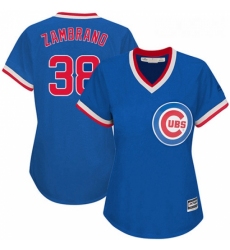 Womens Majestic Chicago Cubs 38 Carlos Zambrano Authentic Royal Blue Cooperstown MLB Jersey