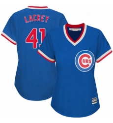 Womens Majestic Chicago Cubs 41 John Lackey Replica Royal Blue Cooperstown MLB Jersey