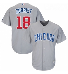 Youth Majestic Chicago Cubs 18 Ben Zobrist Authentic Grey Road Cool Base MLB Jersey