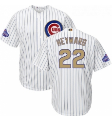 Youth Majestic Chicago Cubs 22 Jason Heyward Authentic White 2017 Gold Program Cool Base MLB Jersey