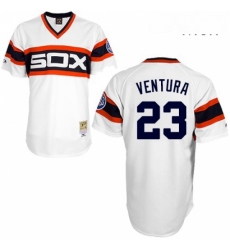 Mens Mitchell and Ness 1983 Chicago White Sox 23 Robin Ventura Authentic White Throwback MLB Jersey