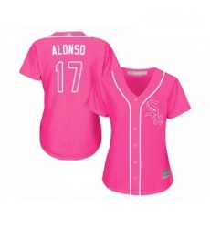 Womens Chicago White Sox 17 Yonder Alonso Replica Pink Fashion Cool Base Baseball Jersey 