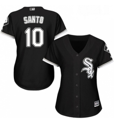 Womens Majestic Chicago White Sox 10 Ron Santo Replica Black Alternate Home Cool Base MLB Jersey