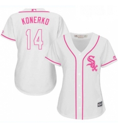 Womens Majestic Chicago White Sox 14 Paul Konerko Replica White Fashion Cool Base MLB Jersey