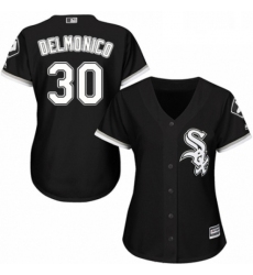 Womens Majestic Chicago White Sox 30 Nicky Delmonico Replica Black Alternate Home Cool Base MLB Jersey 