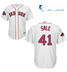 Youth Majestic Boston Red Sox 41 Chris Sale Authentic White Home Cool Base 2018 World Series Champions MLB Jersey