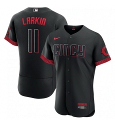 Men Cincinnati Reds 11 Barry Larkin Black 2023 City Connect Flex Base Stitched Jersey