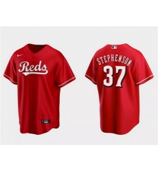 Men Cincinnati Reds 37 Tyler Stephenson Red Cool Base Stitched Baseball Jersey