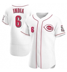 Men Cincinnati Reds 6 Jonathan India White Flex Base Stitched Jersey