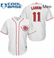 Mens Majestic Cincinnati Reds 11 Barry Larkin Replica White Home Cool Base MLB Jersey