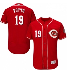 Mens Majestic Cincinnati Reds 19 Joey Votto Red Alternate Flex Base Authentic Collection MLB Jersey