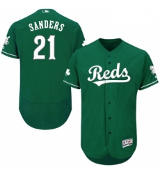 Mens Majestic Cincinnati Reds 21 Reggie Sanders Green Celtic Flexbase Authentic Collection MLB Jersey