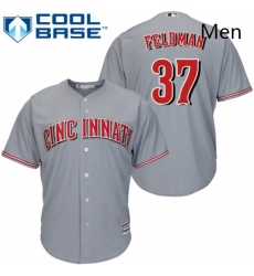 Mens Majestic Cincinnati Reds 37 Scott Feldman Replica Grey Road Cool Base MLB Jersey