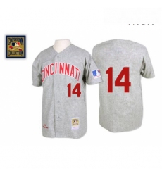 Mens Mitchell and Ness Cincinnati Reds 14 Pete Rose Replica Grey 1969 Throwback MLB Jersey