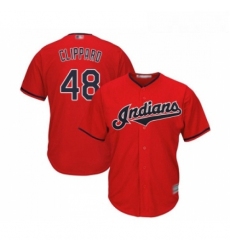 Youth Cleveland Indians 48 Tyler Clippard Replica Scarlet Alternate 2 Cool Base Baseball Jersey 