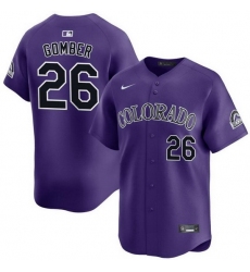 Men Colorado Rockies 26 Austin Gomber Purple Limited Stitched Baseball Jersey