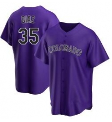 Men Nike Colorado Rockies 35 Elias Diaz Purple Cool Base MLB Jersey