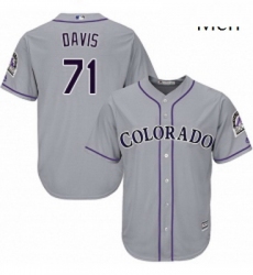 Mens Majestic Colorado Rockies 71 Wade Davis Replica Grey Road Cool Base MLB Jersey 