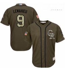 Mens Majestic Colorado Rockies 9 DJ LeMahieu Authentic Green Salute to Service MLB Jersey