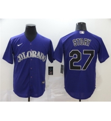 Rockies 27 Trevor Story Purple 2020 Nike Cool Base Jersey