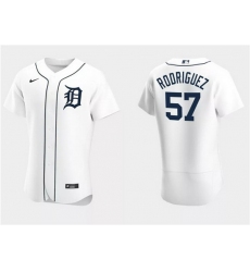 Men Detroit Tigers 57 Eduardo Rodriguez White Flex Base Stitched Jersey