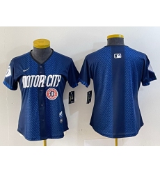 Women Detroit Tigers Blank 2024 Navy City Connect Cool Base Limited Stitched Baseball Jersey 2