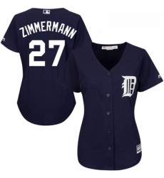 Womens Majestic Detroit Tigers 27 Jordan Zimmermann Authentic Navy Blue Alternate Cool Base MLB Jersey