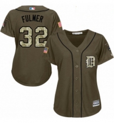 Womens Majestic Detroit Tigers 32 Michael Fulmer Replica Green Salute to Service MLB Jersey 